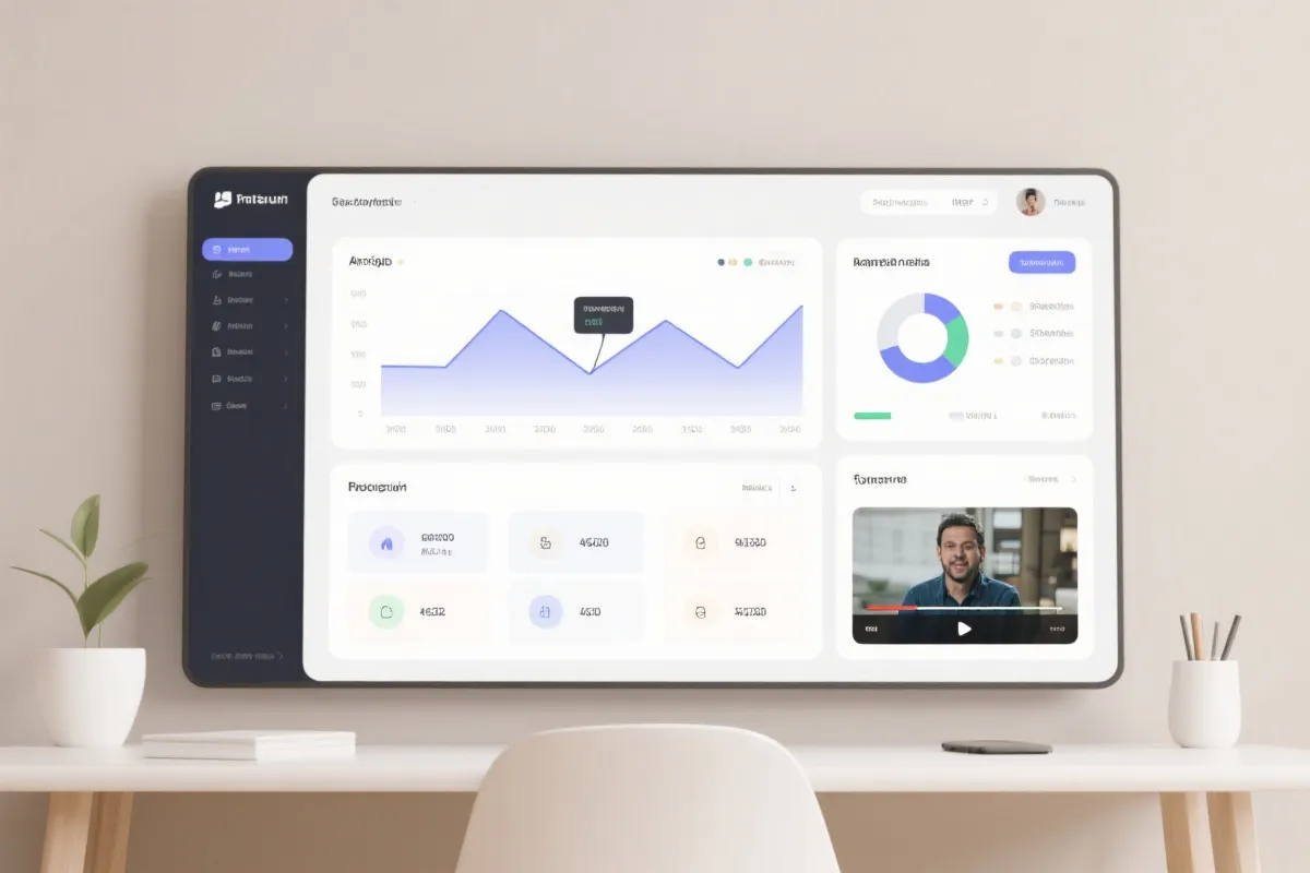 数据看板与直播界面示意图